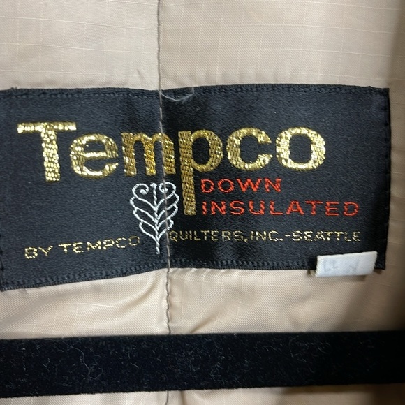 Vintage Tempco Men’s Goose Down Quilt Puffer Jacket Coat Tan Sz 42 - Picture 10 of 11